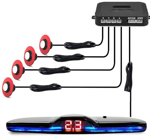 Car Parktronic Parking Built-in Plane Sensors Rear Reversing Backup System with 4 Sensors LED Light Distance Display Warning Buzzer Distance Detection