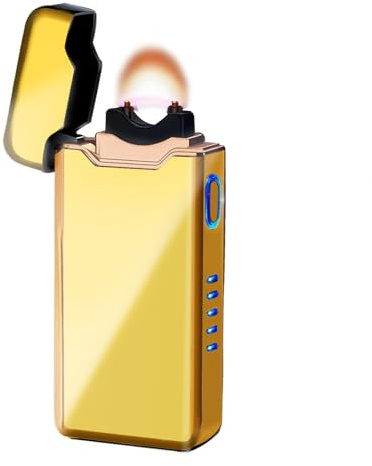 SKRFIRE Encendedor de arco a prueba de viento premium - Encendedor de plasma recargable por USB-C con llama para camping, barbacoas y velas | Llama grande con indicador de batería | Perfecto para