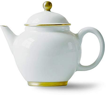 sjdoPulse Tetera De Cerámica Tetera De Porcelana Tetera De Cerámica Hecha A Mano Esmalte Blanco Dulce Juego De Té De Kungfu Dorado Olla Individual Juego De Té De Tetera Pequeña Horizontal 120 Ml