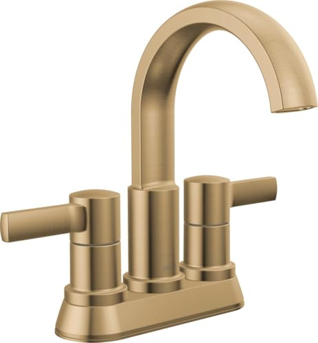 Delta Albion Centerset Badarmatur Gold 2 Griff Badarmatur Waschbecken Wasserhahn Delta mit Metall Ablaufsystem 1.2 GPM Durchfluss Champagner Bronze