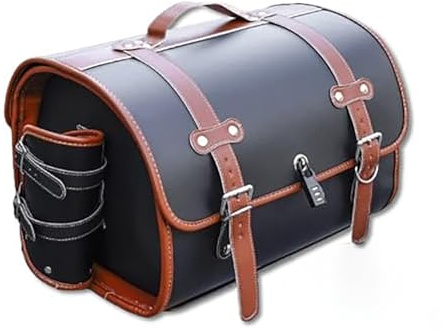 BLAFT Motorrad Hecktasche für Kawasaki Vulcan 900 Classic 2006-2024, 33L Große Kapazität wasserdichte Multifunktional Motorradtasche Motorrad Pannier Satteltasche Reisetasche,Black Brown