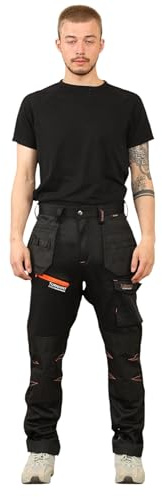 TurnHint® Men’s Pro Work Trousers, Heavy Duty Safety Combat Cargo Pants Multi Pockets & Knee Pad Pockets, Durable Workwear Bottom Plus Size 30-40