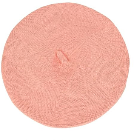 FULUJIDI Barett Baskenmützen Damen Weiche Freizeit Gestrickte Baskenmütze Vintage Solid Strick Mützen Streetwear Maler Hut Rosa