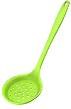 Ciieeo Silicone Slotted Skimmer and Cooking Spoon Long Handle Non-Stick Kitchen Colander Strainer for Frying and Boiling Random Color