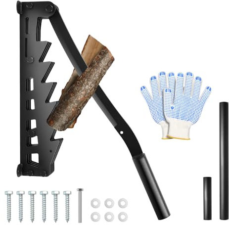 YedZen Log Kindling Splitter Wall Mounted, Portable Manual Log Splitter, Wood Splitter with 2 Replaceable Ergonomic Handles, Firewood Splitter for Efficient Splitting, Outdoor Camping