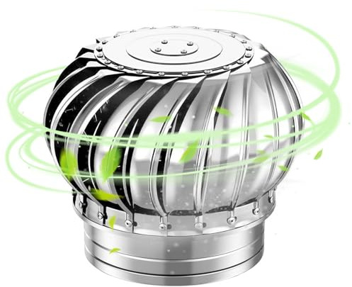 Copertura per Camino in 304 Acciaio Inox Camino Girevole Cappuccio Ø110/160/200/250/300/400mm Comignolo Girevole Azionato dal Vento(Ø 400mm)