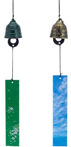 arricraft 2 Stück 2 Farben Gusseisen Traditionelles Glücks Windspiel Klein Windfänger Aus Metall Im Vintage Stil Japanische Glockenform Zum Aufhängen Für Den Außenbereich Garten Balkon Segen Hängende