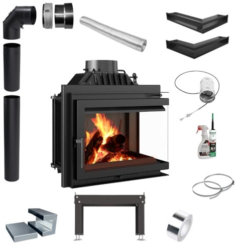 KRATKI Gusseisen Kamin 8 kW Simple 200fi Set Kamineinsatz Eco-Design BImSchV 2