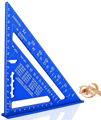 Goniometro quadrato multifunzione da carpentiere, quadrato da 18 cm, in lega di alluminio, strumento di misurazione di precisione per tetti, falegnami (blu)