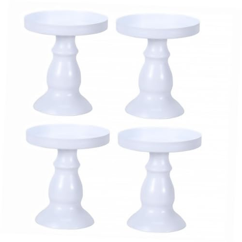 GLEAVI 4 pezzi Alzatine per Dolci Metallo Bianco Stand Robusto per Esposizione Torte Cupcake e Snack per Feste Matrimoni e Buffet Eleganti