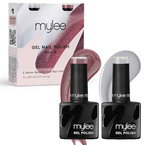 Mylee Gel Nail Polish Duo Set 2x8ml [Boss B] - UV/LED Soak-Off Nail Art | Manicure Pedicure for Professional, Salon & Home Use - Long Lasting & Easy to Apply