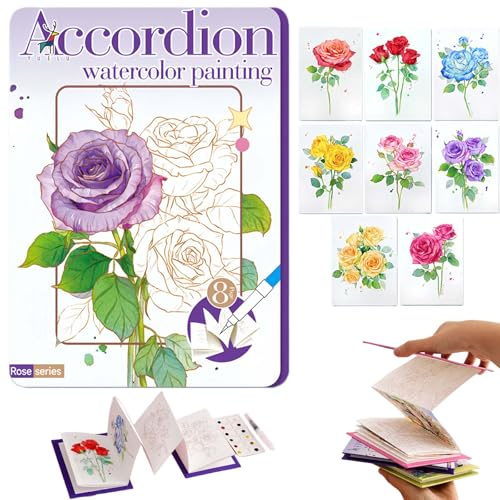 Hedremy Aquarelle Peinture, Livre Aquarelle avec Pinceau et Papier Aquarelle, Cahier Aquarelle, Adapté à la Maison, à l'École, aux Voyages et à la Peinture à l'Aquarelle pour Débutants
