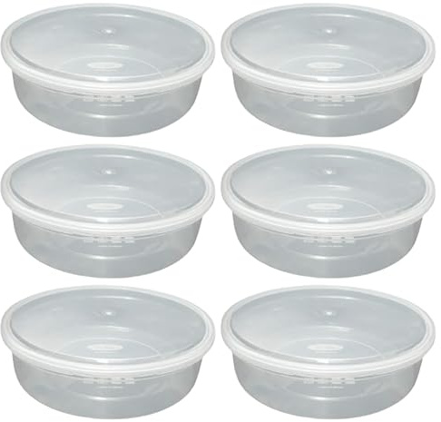 Eason Bros - Pack of 6 Large Round Food Storage Containers with Secure Seal Lids | BPA-Free Plastic Meal Prep Tubs | Stackable, Freezer, Dishwasher & Microwave Safe Kitchen Containers (2l Litre)