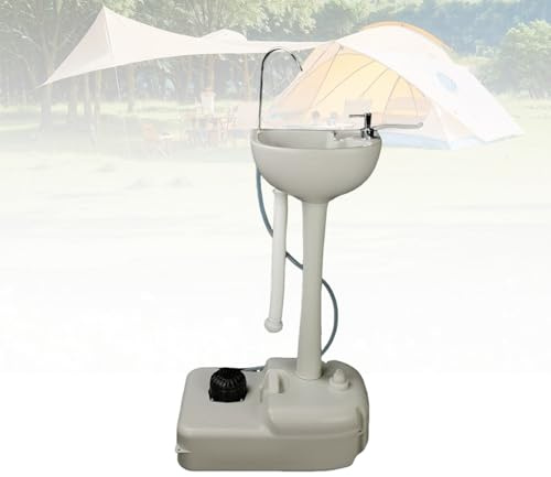 KAIKAFEI Évier Portable Extérieur,Station Lavage Mains Mobile avec Lavabo Portable, Réservoir D’Eau, Pompe à Pied Et Distributeur De Savon, Parfaite pour Camping,(17L)