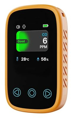 Detector de Gases, Probador de Calidad del Aire 3 en 1, medidor de Temperatura de CO, Detector Digital de monóxido de Carbono LCD(Oranje)