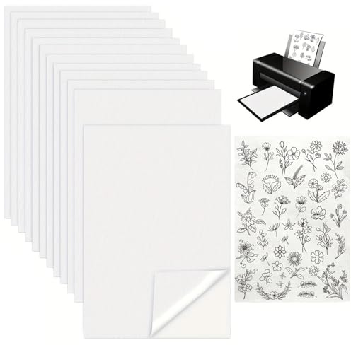Pyralidsg 12 Fogli Stabilizzatore per Ricamo, 21 x 29.7cm Autoadesivo Stabilizzatore Ricamo, Stampabile Carta da Ricami Stampabile, Carta Idrosolubile per Ricami a Macchina e Cucito a Mano