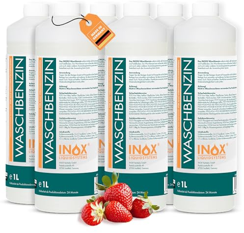 INOX® IX 200 Waschbenzin 6x1L | Hochwirksames Reinigungsbenzin für Flecken, Fett & Öl | Lösungsmittel für Textilien, Kunststoff & Oberflächen | Vielseitiger Benzin Reiniger für Haushalt & Werkstatt