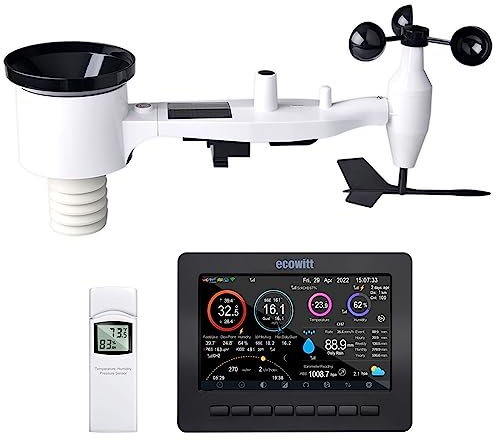 ECOWITT HP2551 WiFi väderstation stor TFT-skärm med soldriven 7-i-1 utomhus..