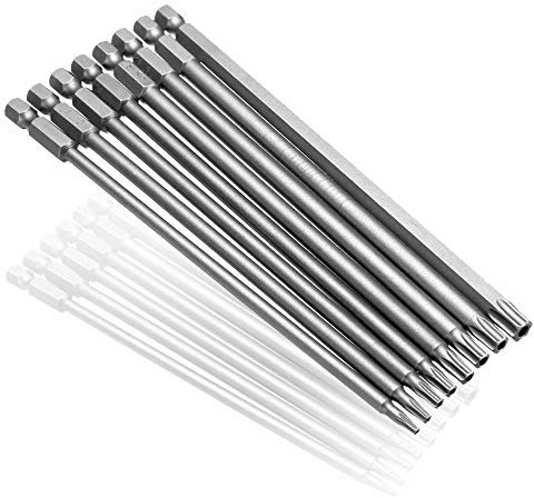 Gasea 8PCS 150mm 6.35mm Hex Tige Embouts de Tournevis Magnétiques à Tête Creuse Torx S2 T8-T40 Jeu de Tournevis Électrique Torx Outil de Réparation