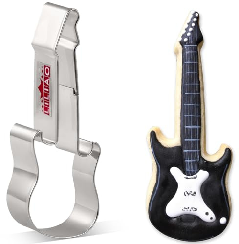 LILIAO Electric Guitar Cookie Cutter Music Rock and Roll Biscuit Fondant Cutter - 1.6 x 4.6 inches - Stainless Steel