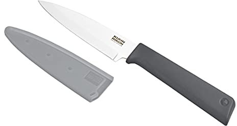 Kuhn Rikon Colori+ Classic Straight Paring Knife with Safety Sheath, 20cm, Grey