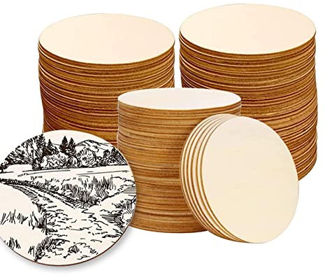 50 pezzi disco in legno grezzo, rotondo naturale vergine per piroincisione, scrittura, sottobicchieri, decorazione pendente