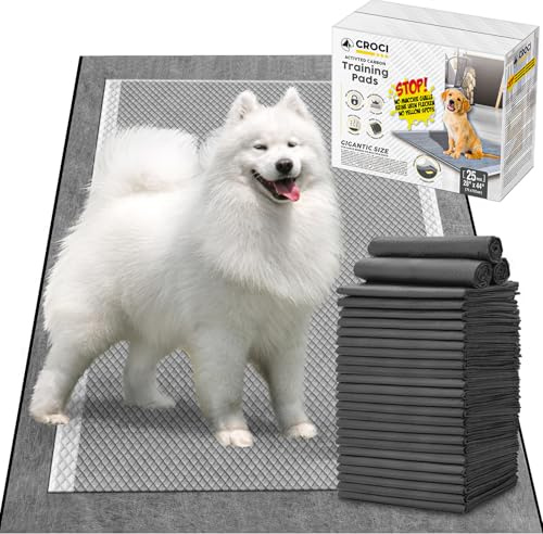 Croci Super Nappy Aktivkohle XXL-Hygienematten für Hunde 71 x 112 cm 25 Stück, Klebepads für Hunde und Tiere, für Hunde- und Katzenurin, extrem saugfähig, Einwegartikel