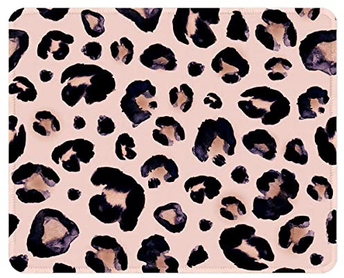 ITNRSIIET Mouse Pad with Stitched Edges, Premium-Textured Mouse Mat Pad, Non-Slip Rubber Base Mousepad for Gaming Laptop Computer & PC 260×210×3mm, Leopard Black Purple