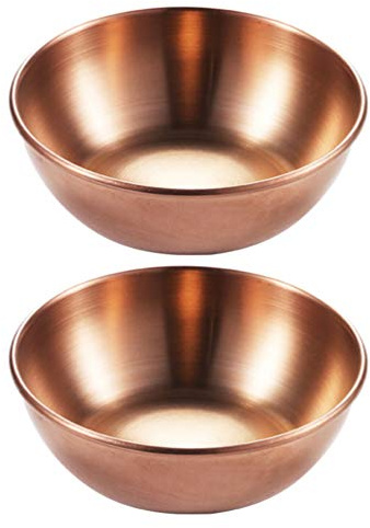 UPKOCH Bowl Copper 2 Pieces Saucer Plate Mini Saucer Bowl Metal Dishes Sushi Diving Bowl Appetizer Plates Home Tableware (Rose Golden) Rose Gold Bowl