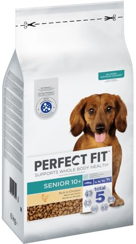 Perfect Fit Senior 10+ Trockenfutter für kleine (<10kg) ältere Hunde ab 10 Jahren, 6kg (1 Beutel) – Premium Hundefutter trocken reich an Huhn zur Förderung der Mobilität