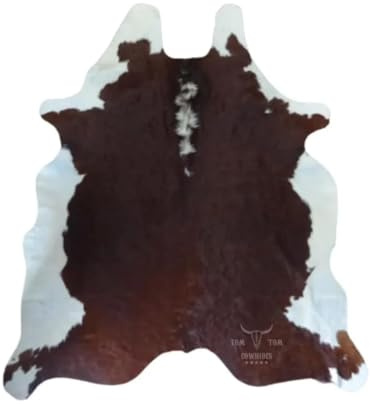 Cowhides Rug 7x6.5 Hereford Natural Leather