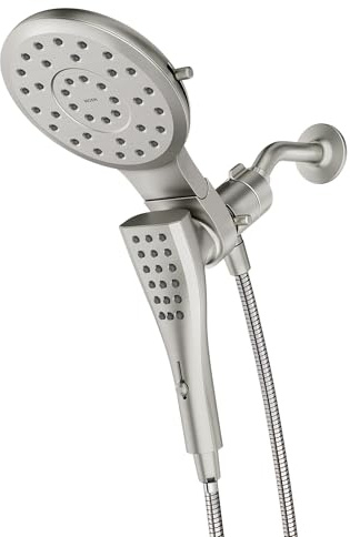Moen Verso Brushed Nickel Eco-Performance Eight-Function 7-Inch Round Shower Spray Head with Handshower and 72-Inch Hose, 220C3EPBN