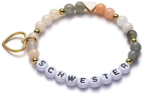 LParkin Armband Schwester Geschenk, Schwester Geburtstagsgeschenke von Schwester, Handmade Edelstein Perlen Stretch Armbänder