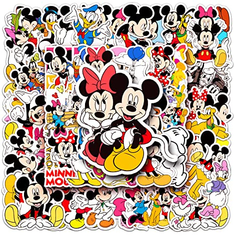 Topolino adesivi impermeabili in vinile per bottiglia d'acqua, bagagli, bici, auto, decalcomanie Disney Mickey Minnie per adolescenti 50 pezzi