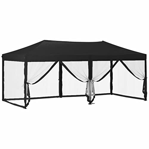 Susany Terrassenpavillon Partyzelt Faltbar Pavillon mit Seitenwänden Festzelt Gartenpavillon Gartenzelt 572 x 292 x 244 cm (L x B x H),Garten Bierzelt Pavillon-Seitenteilen Partyzeltwand,Schwarz