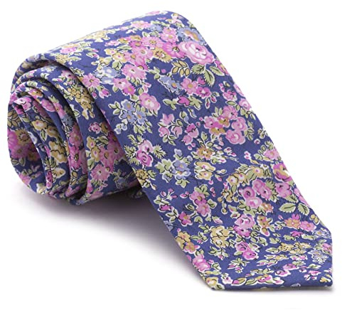 Corbata Liberty Tatum Azul Flores Rosas Celestes y Amarillas