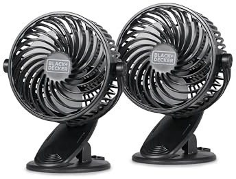 BLACK+DECKER 4 Convertible Cooling Fan, 3-Speed, Type-C USB, 2-Pack, Black