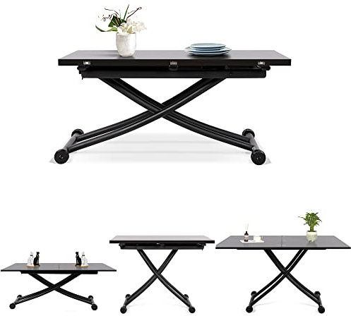 JEFFORDOUTLET Mesa de Comedor Regulable en Altura, Mesa de Centro Extensible para Comedor, Salón,Oficina