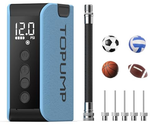 TOPUMP Elektrische Ballpumpe,Tragbare Luftpumpe Aufblas und Abpumpfunktion,Basketball Pumpe mit Manometer(MAX 20PSI),Ballpumpe Fußball für Sportbälle,Auch Basketball,Volleyball,Rugby