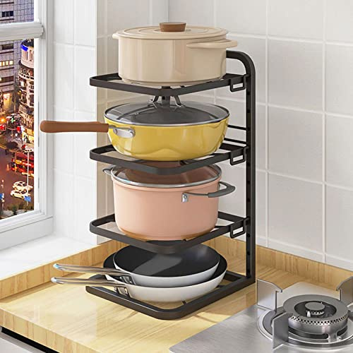 Organisateur de Casseroles et Poêles, Pot Pan Rack Sous les Organisateurs D'évier et Stockage, Organisateur de Casseroles pour l'organisation et Stockage de Cuisine, 4 Tier