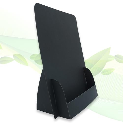 thefoldstands 5 faltbare FLYERSTÄNDER Black Design ökologische Prospektständer für DIN A5 Flyer 14,8 x 21 cm vertikal, Prospekthalter aus eco - FSC- Karton, kurz-bis mittelfristigen Einsatz