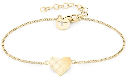 Tamaris Armband für Damen aus Edelstahl mit Herz-Anhänger, Frauen Armschmuck größenverstellbar und wasserfest