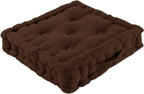 100% Cotton Armchair Booster Cushion Large Square Booster Seat Pad Dining Chair Thick Firm Cushion, Ideal for Home, Office, Garden, Pregnancy, Maternity, Elderly, Post Surgery (Brown)