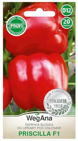 WegAna Pimiento Dulce Priscila F1 20 semillas Semillas de Hortalizas Robustas Semillas de Cultivo para Invernadero Semillas de Pimiento Dulce Muy Productivo
