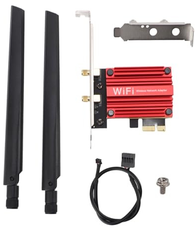 Tarjeta WiFi AX210 PCIE, Tarjeta WiFi 6 Inalámbrica 2.4G 5.8G 6G 3 Bandas con Bluetooth 5.3, Cifrado WPA3, Tarjeta Adaptadora de Red PCIE WiFi para Windows 10/11