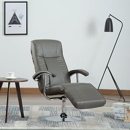 THOYTOUI TV-Sessel, Cocktailsessel Loungesessel Kinosessel PolsterStuhl Geeignet für Balkon Schlafzimmer Stube Büro Grau Kunstleder