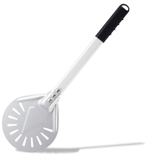 Pizza Turning Peel 8 Inch Round Anodized Aluminum Perforated Pizza Peel Turner With Metal Handle Pizza Paddle Spinner For Outdoor Pizza Oven Accessories