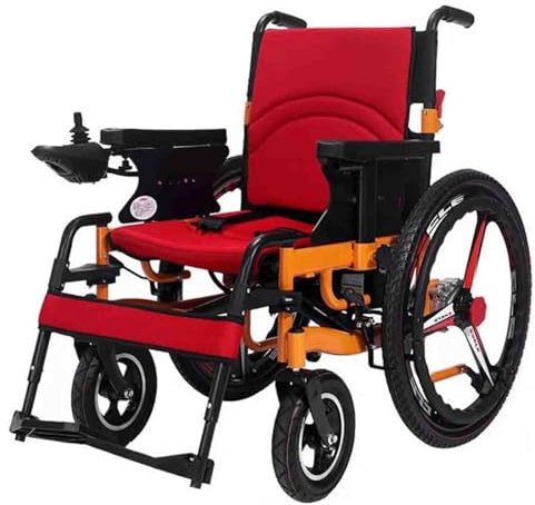 Silla de Ruedas Eléctrica Plegable con Batería de Ion de Litio 24 V 20 Ah, Ancho del Asiento 50 cm, Capacidad de Peso 120 kg,Rojo