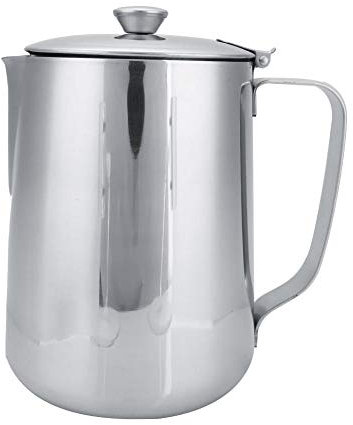 FQCXCKJ Jarra para espumar Leche de Acero Inoxidable, Taza de Herramientas para Baristas con Tapa, Jarra para espumar Leche y café expreso, espumador Latte Art (2000ml)