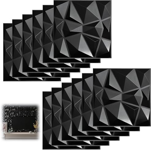 12 pièce Papier Peint 3D Brique Pierre Adhesif Mural Autocollant, Stickers Panneaux Muraux 3D Mural, Dalle Plaque PVC Adhesive Murale, Décorations Murales, Papier Peint Autocollants Décoratifs